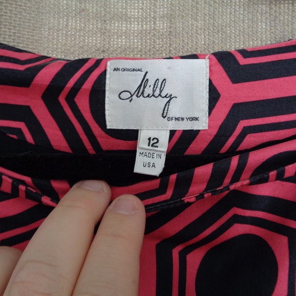 Milly Silk Top - 3/4 sleeve geometric print - Picture 2 of 2